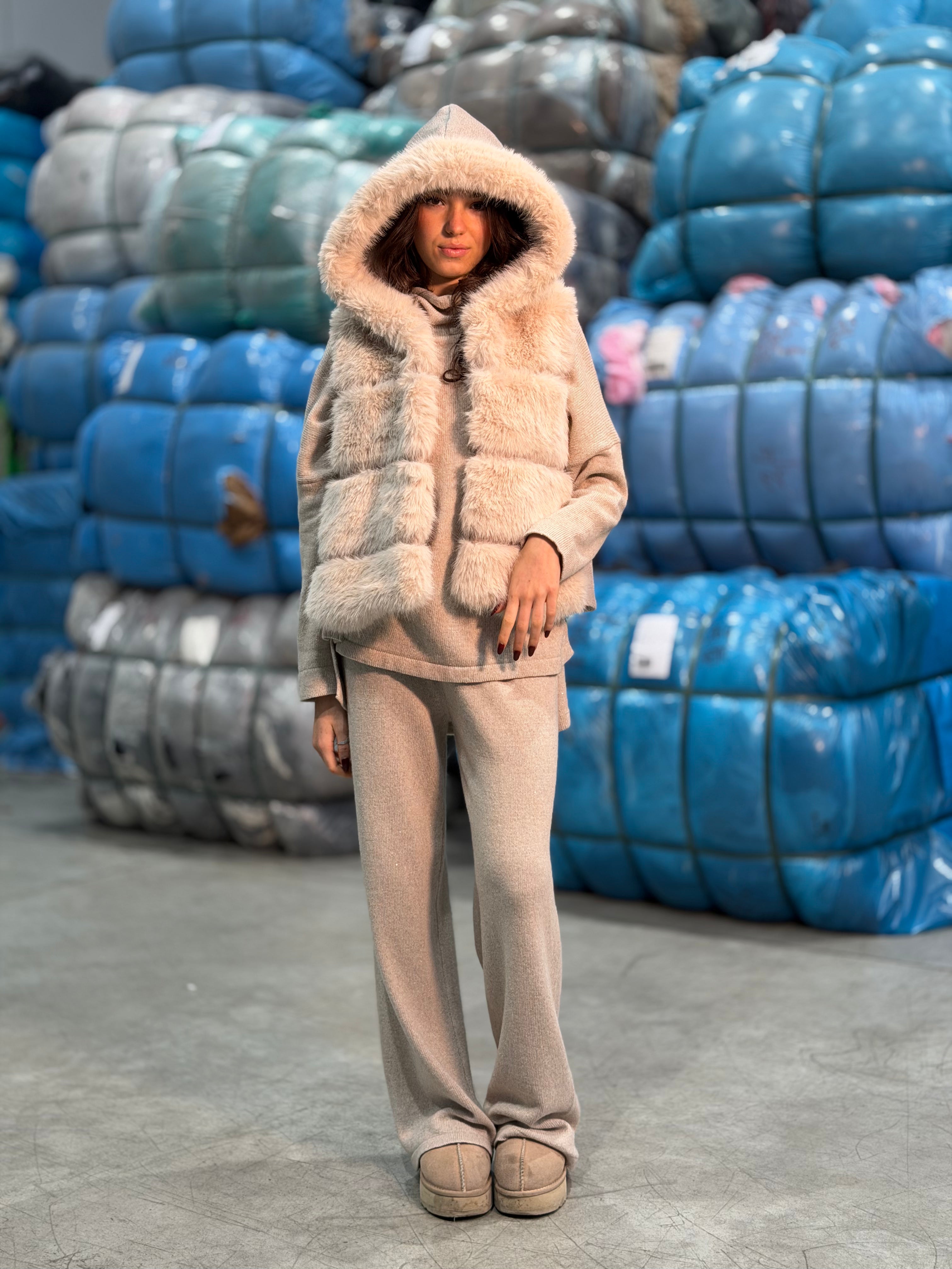 Gilet In Ecopelliccia E Cashmere