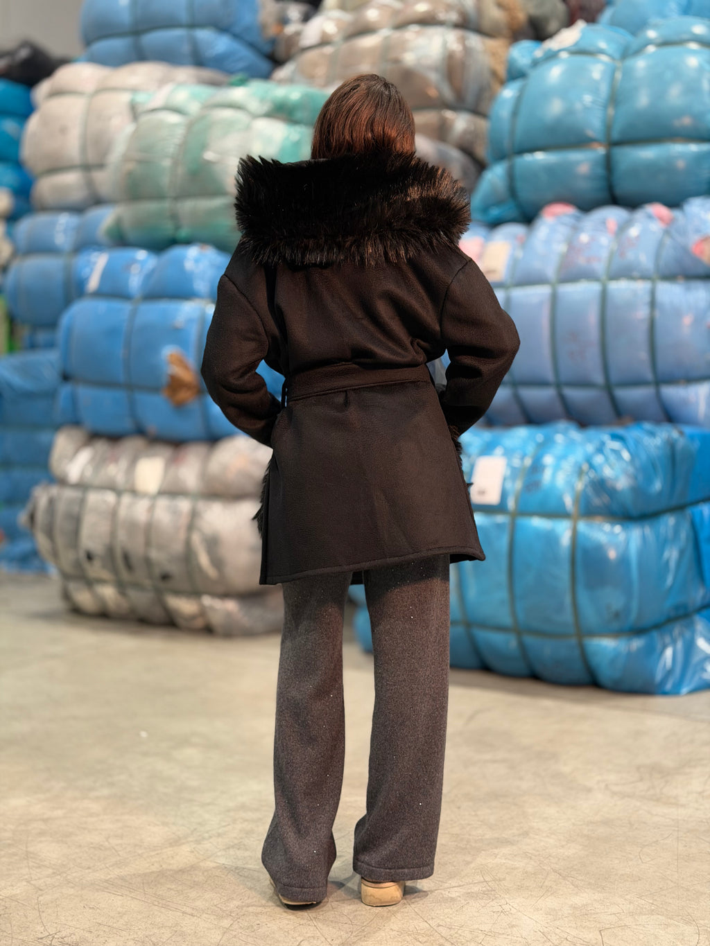 Cappotto con ecopelliccia Donna