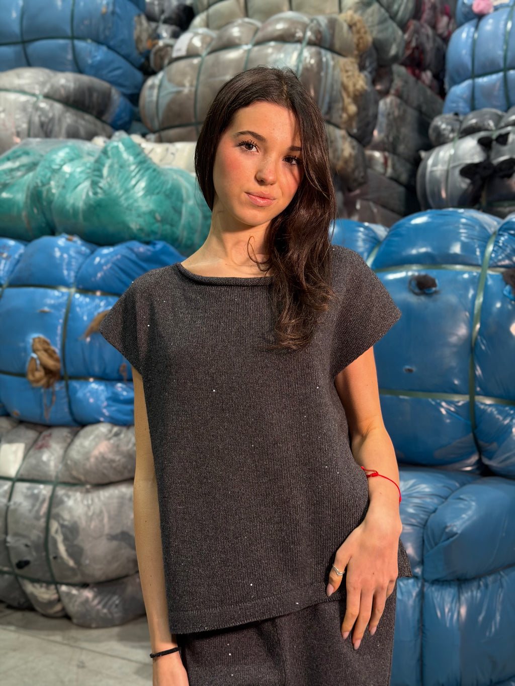 Twin set con paillettes Donna