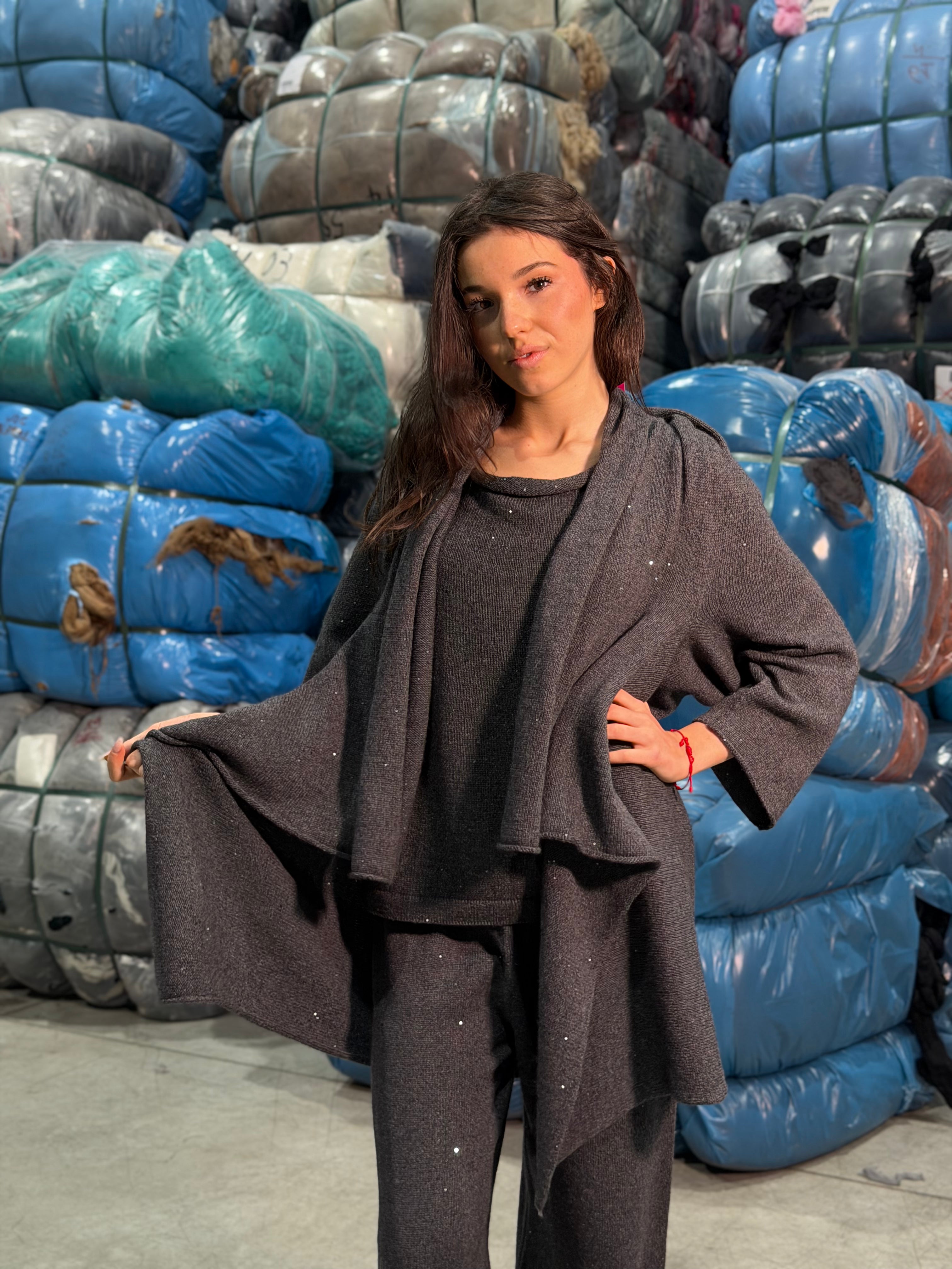 Twin set con paillettes Donna