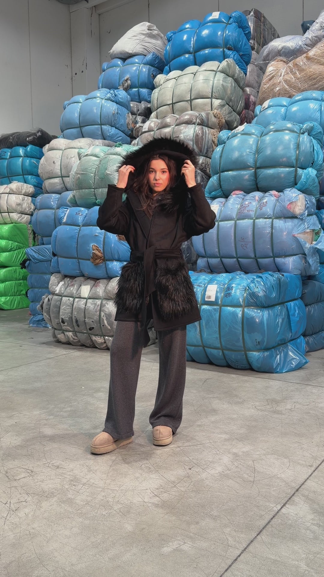 Cappotto con ecopelliccia Donna